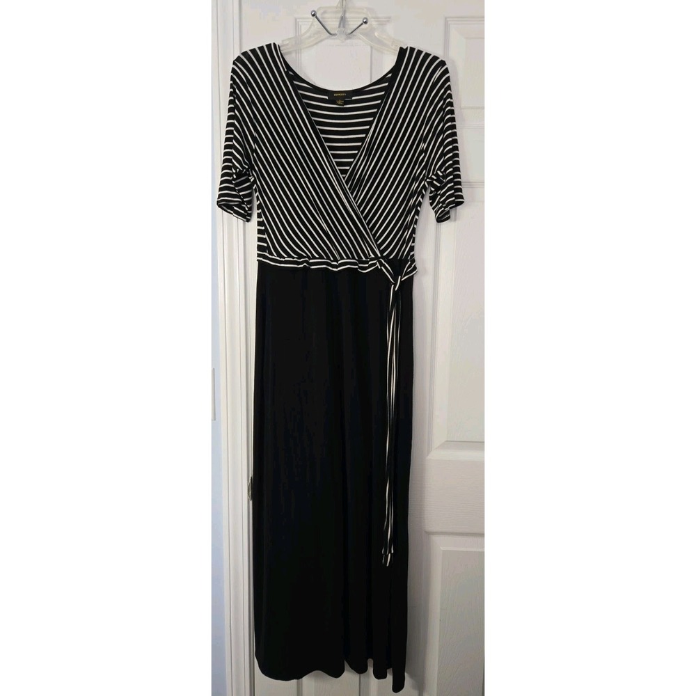 Espresso Womans Maxi Dress Size Large V Neck Black & White.